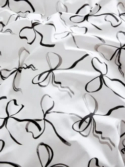 Hot Next 2 Pack Black/White Bow & Heart Reversible Duvet Cover and Pillowcase Set