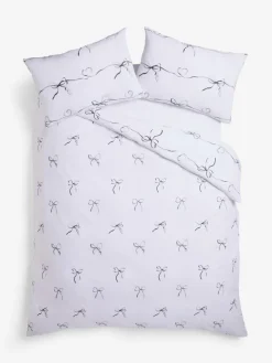 Hot Next 2 Pack Black/White Bow & Heart Reversible Duvet Cover and Pillowcase Set