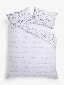 Hot Next 2 Pack Black/White Bow & Heart Reversible Duvet Cover and Pillowcase Set