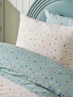 New Next 2 Pack Teal Blue Terrazzo Duvet Cover and Pillowcases Set