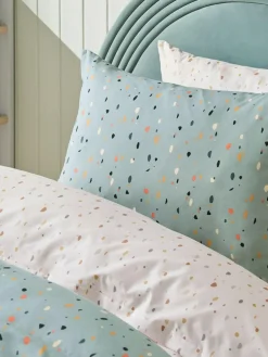 New Next 2 Pack Teal Blue Terrazzo Duvet Cover and Pillowcases Set