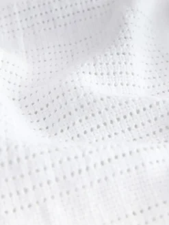 Online Next 2 Pack 100% Cotton Baby Cellular Blanket White