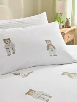 Next 2 Pack White/Natural Bertie Bear Reversible Duvet Cover and Pillowcase Set^ Bedsets & Duvet Covers
