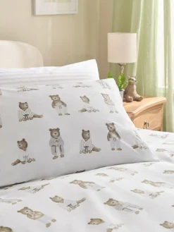 Next 2 Pack White/Natural Bertie Bear Reversible Duvet Cover and Pillowcase Set^ Bedsets & Duvet Covers