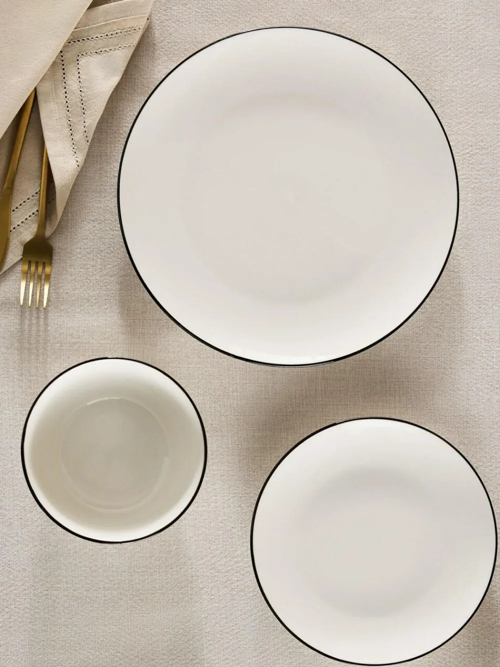Outlet Next 12 Piece Rim Dinner Set Black And White