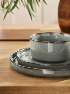 Next 12 Piece Green Dalton Reactive Glaze Dinner Set^ Dinner Sets & Pasta Bowls