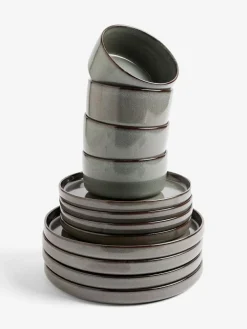 Next 12 Piece Green Dalton Reactive Glaze Dinner Set^ Dinner Sets & Pasta Bowls