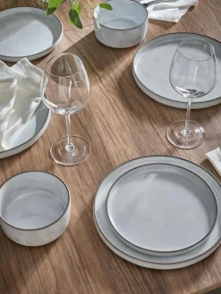 Next 12 Piece Light Grey Cloud Dinner Set^ Dinner Sets & Pasta Bowls