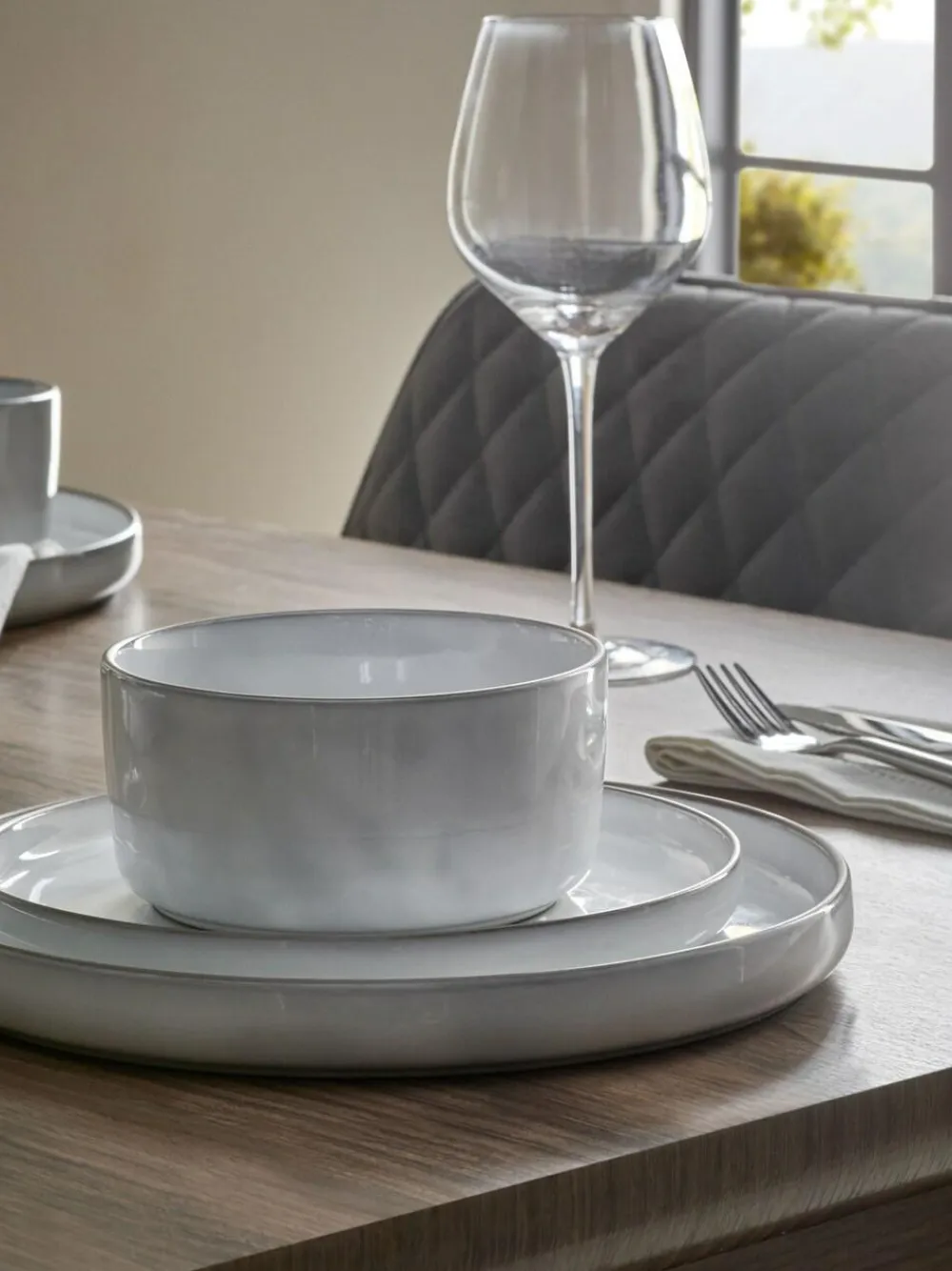 Next 12 Piece Light Grey Cloud Dinner Set^ Dinner Sets & Pasta Bowls
