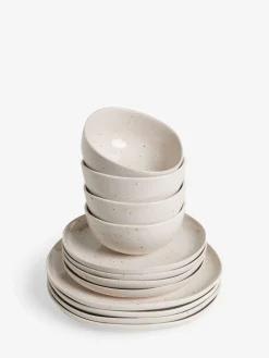 Online Next 12 Piece Natural Amira Speckle Dinner Set