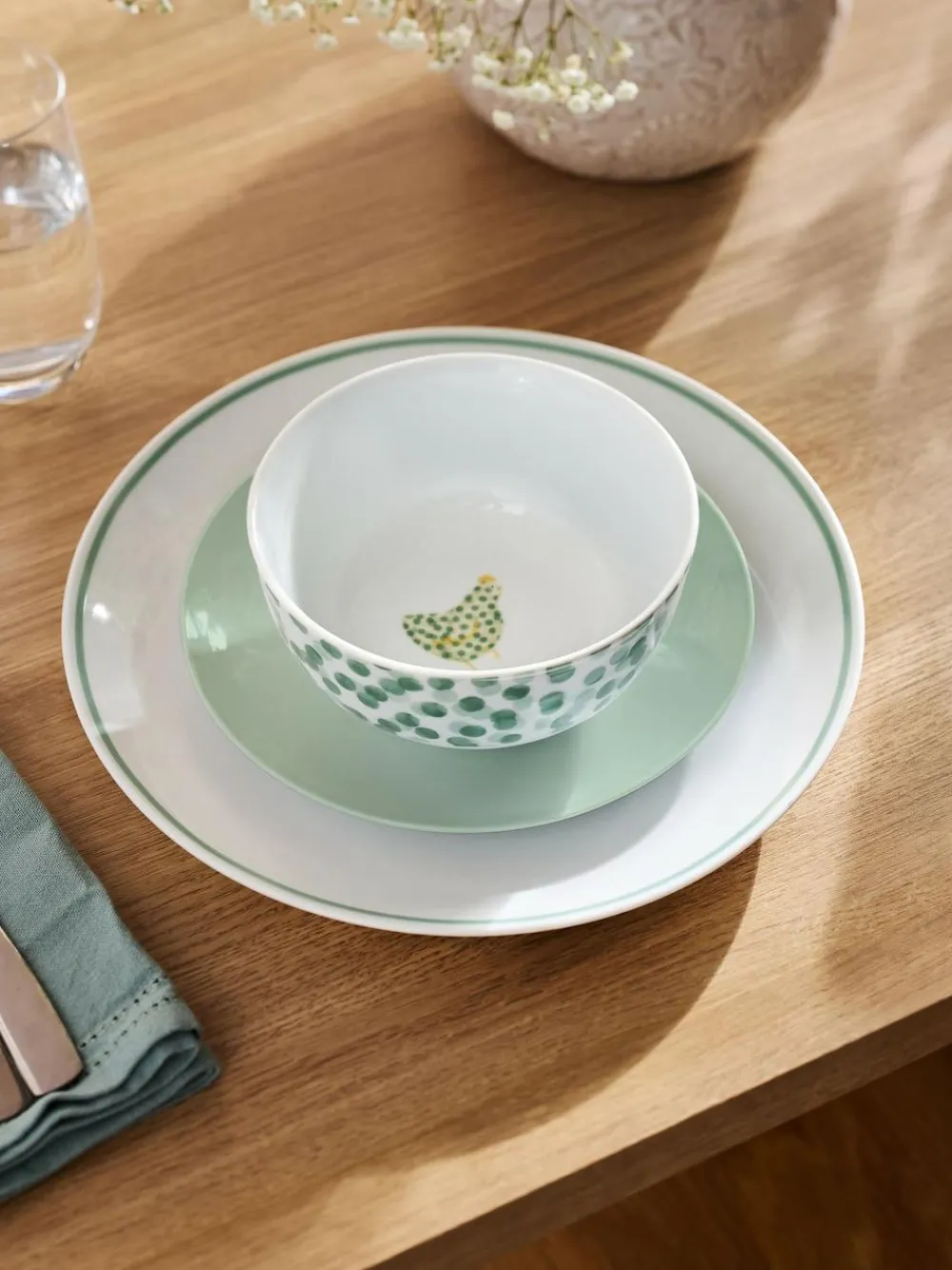 Sale Next 12 Piece Sage Green Chicken Dinner Set