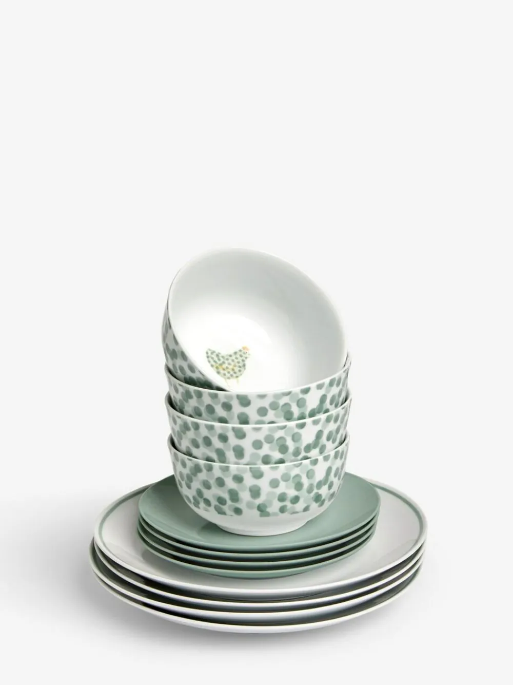 Sale Next 12 Piece Sage Green Chicken Dinner Set