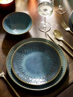 Best Next 12 Piece Teal Blue Collins Dinner Set