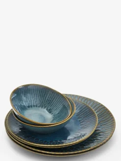 Best Next 12 Piece Teal Blue Collins Dinner Set