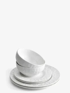 Next 12 Piece White Mode Embossed Dinner Set^ Dinner Sets & Pasta Bowls