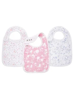 Aden + Anais Pink 100% Cotton Snap Bibs 3 Pack^ Bibs