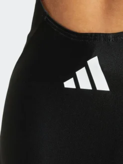 New adidas Black 3 Stripe V Back Swimsuit