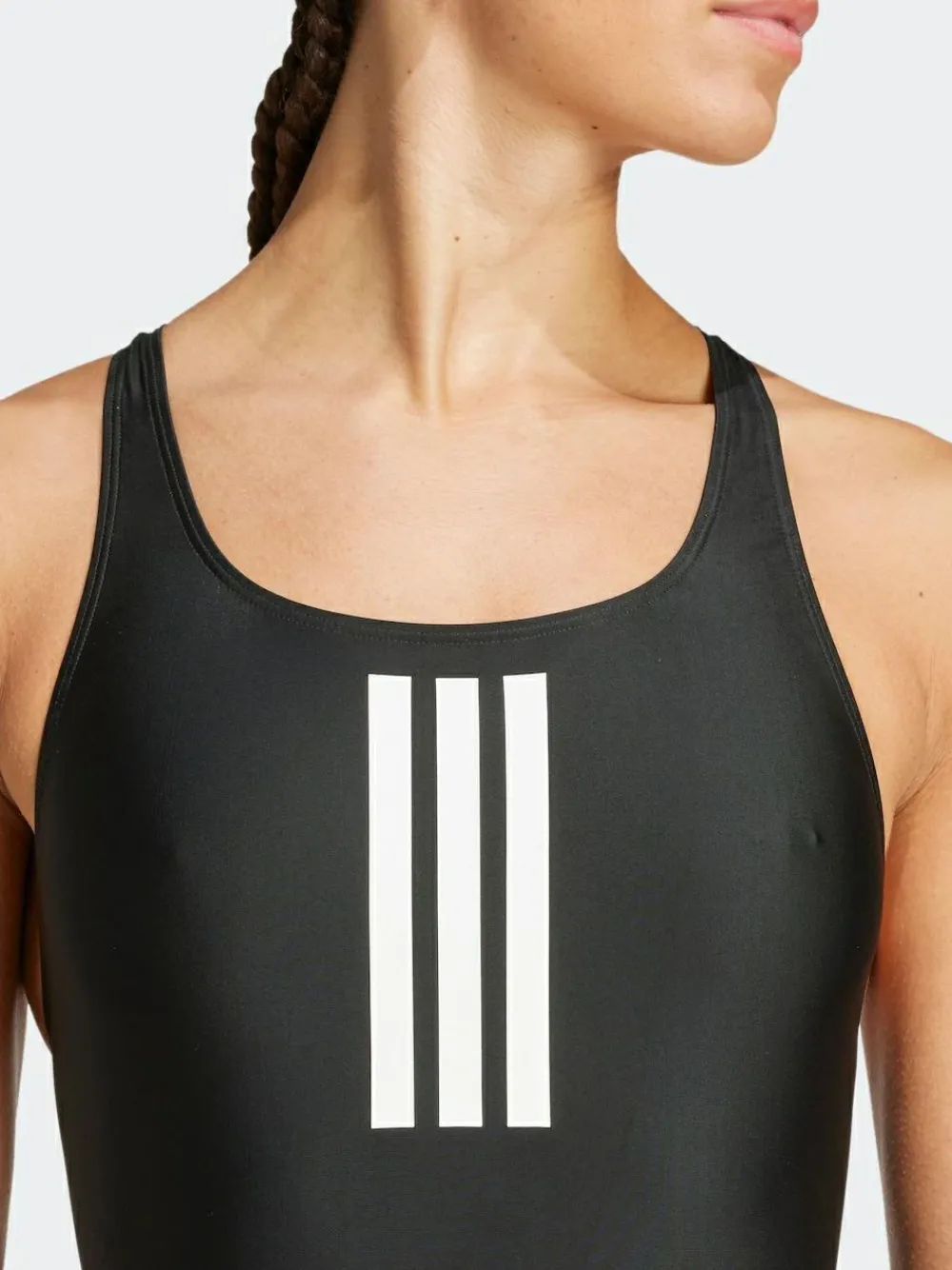 New adidas Black 3 Stripe V Back Swimsuit