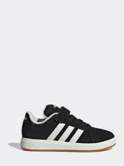 Best adidas Black Grand Court 00s Suede Elastic Lace Kids Trainers
