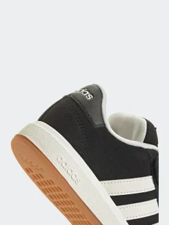 Best adidas Black Grand Court 00s Suede Elastic Lace Kids Trainers