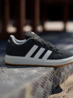 Clearance adidas Black Grand Court 00s Suede Lace Kids Trainers