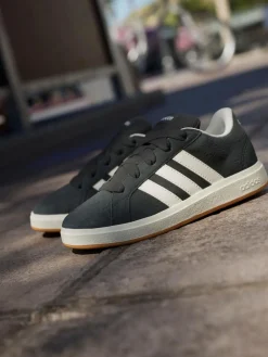 Clearance adidas Black Grand Court 00s Suede Lace Kids Trainers