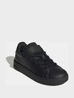 adidas Black Grand Court 3.0 Elastic Lace Kids Trainers^BOY School Shoes|Boys Shoes
