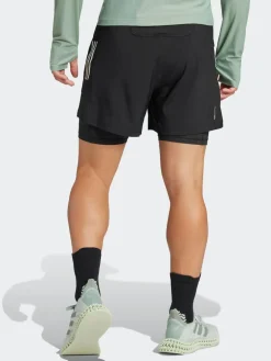 adidas Black Own the Run CLIMACOOL 2-in-1 Shorts^ Shorts