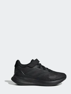 adidas Black Runfalcon 5 Elastic Lace Running Kids Trainers