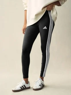 Sale adidas Black White Essentials 3-Stripes Cotton Leggings