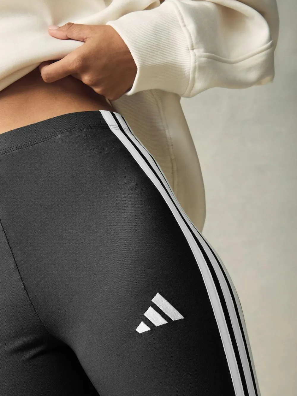 Sale adidas Black White Essentials 3-Stripes Cotton Leggings