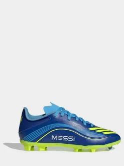 adidas Blue/Yellow Kids F50 Messi League Firm/Multi Ground Boots^ Soccer Cleats