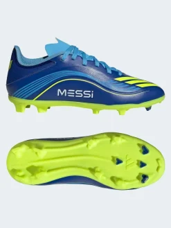adidas Blue/Yellow Kids F50 Messi League Firm/Multi Ground Boots^ Soccer Cleats