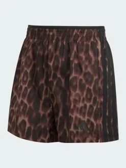 Sale adidas Workout Essentials Leopard Woven Shorts Brown