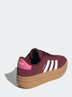 adidas Burgundy Red VL Court Bold Lace Junior Trainers^ Sneakers