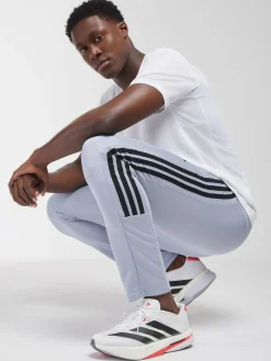 New adidas Workout Essentials All-Set 3-Stripes Knit Joggers Grey