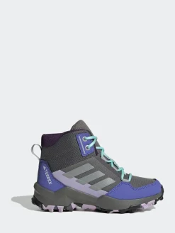 adidas Grey/Blue/Purple Terrex Ax4r Mid Hiking Kids Boots^BOY Boots|Boots