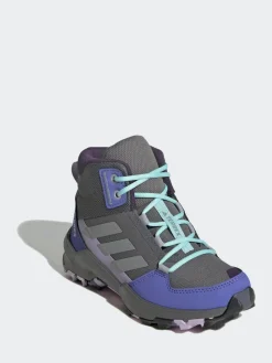 adidas Grey/Blue/Purple Terrex Ax4r Mid Hiking Kids Boots^BOY Boots|Boots