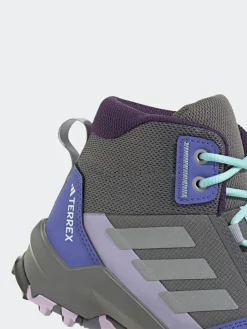 adidas Grey/Blue/Purple Terrex Ax4r Mid Hiking Kids Boots^BOY Boots|Boots