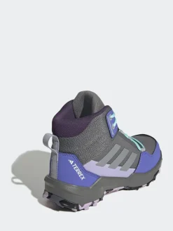 adidas Grey/Blue/Purple Terrex Ax4r Mid Hiking Kids Boots^BOY Boots|Boots