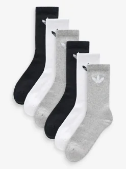 Best adidas Originals Black Trefoil Crew Socks 6 Pack