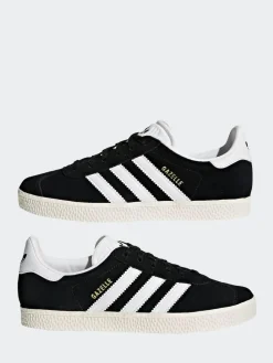 Discount adidas originals Black/White Gazelle Junior Trainers