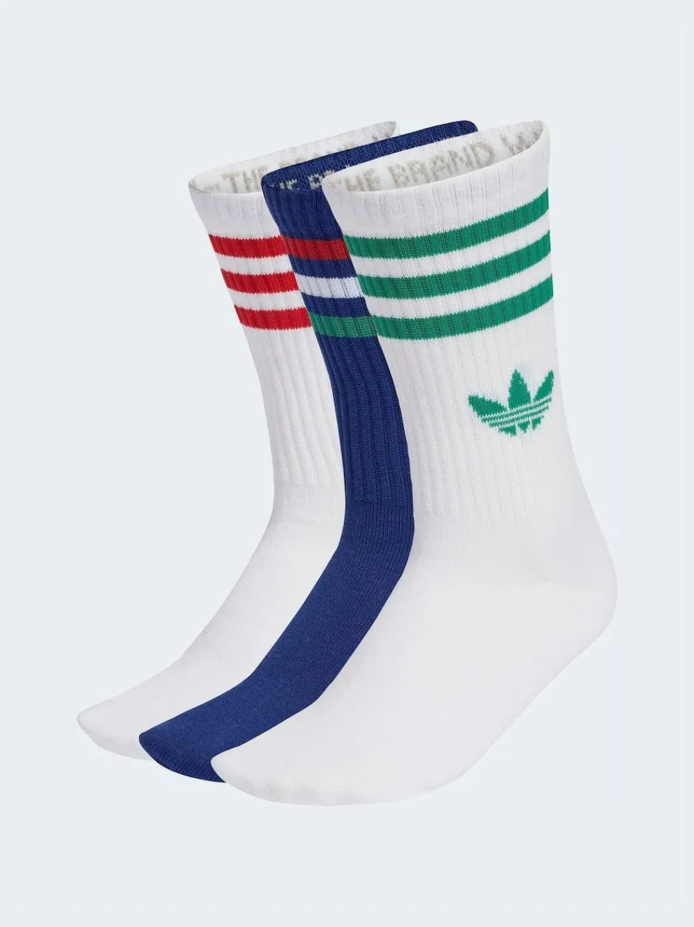 adidas originals Blue/Green Crew 3-Stripes Crew Socks 3 Pairs^Women Socks & Tights