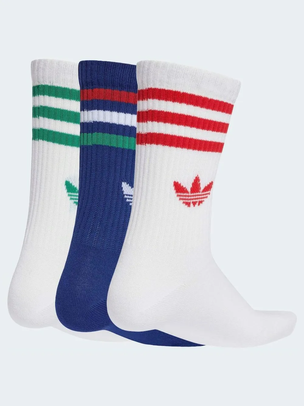 adidas originals Blue/Green Crew 3-Stripes Crew Socks 3 Pairs^Women Socks & Tights