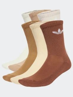 adidas Originals Brown Light Trefoil Crew Socks 6 Pack^ Socks|Socks