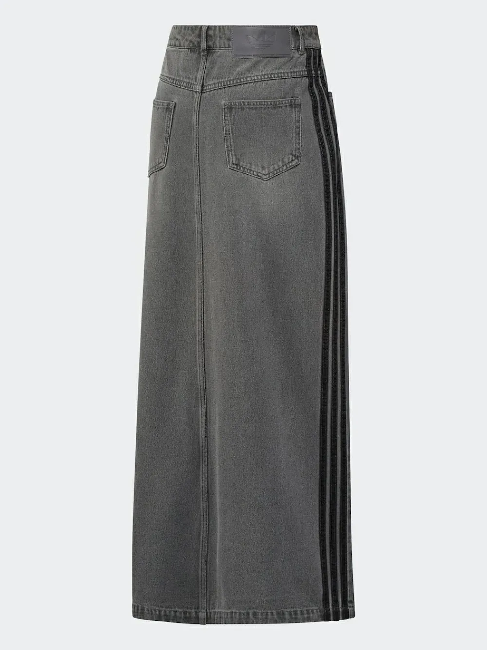 adidas originals Grey Adicolour 3-Stripes Denim Midi Pencil 100% Cotton Skirt