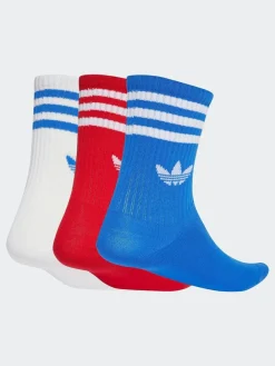 Discount adidas originals Light Red Crew 3-Stripes Crew Socks 3 Pairs