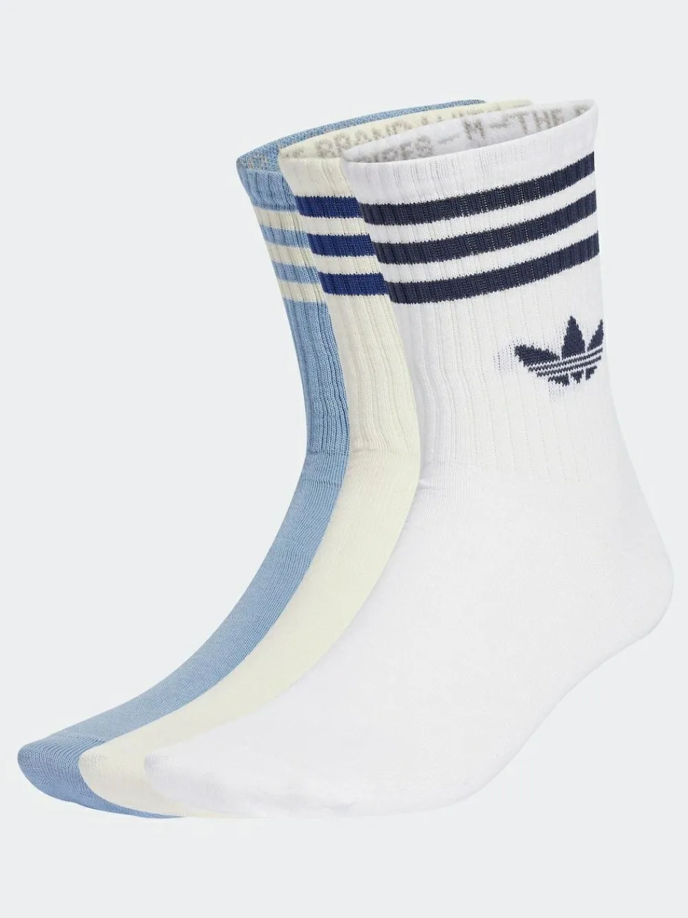 Discount adidas originals Light White Crew 3-Stripes Crew Socks 3 Pairs