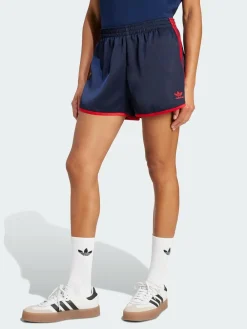 adidas originals Navy/Red 3 Stripe Satin Sprinter Shorts^Women Shorts