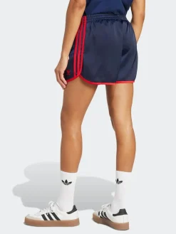 adidas originals Navy/Red 3 Stripe Satin Sprinter Shorts^Women Shorts